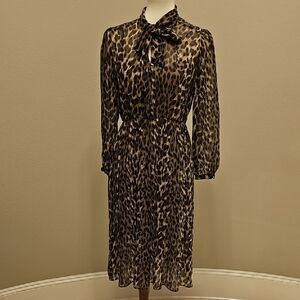 Banana Republic Animal Print Long Sleeve Dress